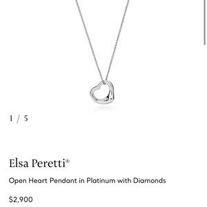 Tiffany and Co. Elsa Peretti Platinum with Diamonds Open Heart Pendant $2,900